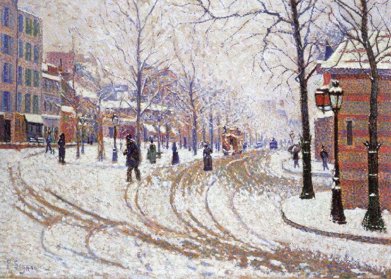 Paul Signac snow boulevard de clichy pa ris Sweden oil painting art